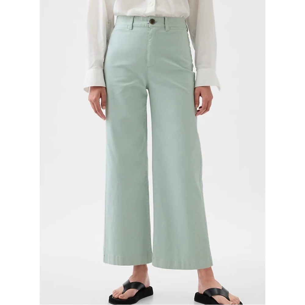 GAP High Rise Stride Ankle Flare Mint Sage Green Flare Jeans Size 10